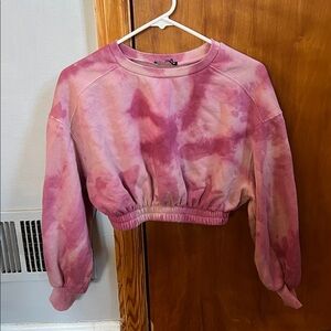 Zara Pink Cropped tie dye Sweatshirt